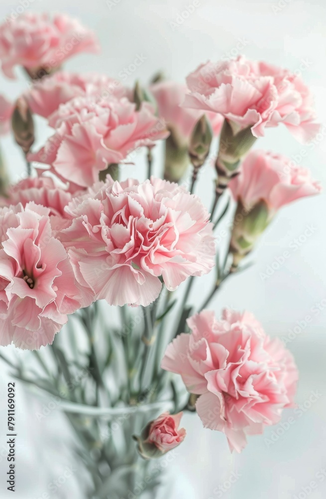 Pink Flowers in a Glass Vase on a Table