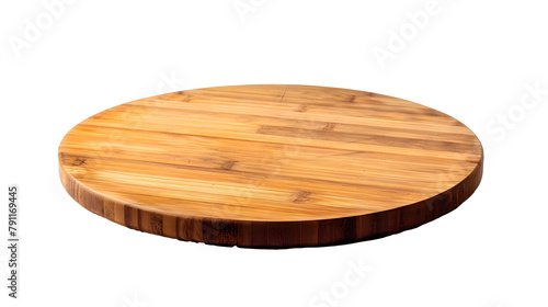 Round wooden chopping board isolated on transparent background