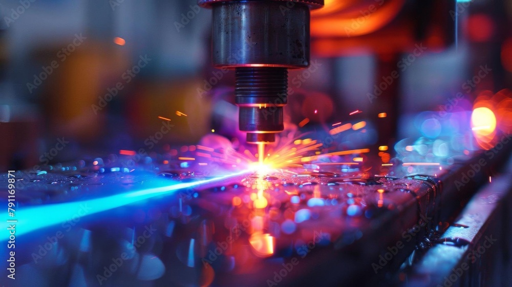 Closeup of neon welding process, showcasing the vibrant glow of the torch and molten metal, a blend of traditional skill and colorful aesthetics Closeup of neon welding process, showcasing the vibrant glow of the torch and molten metal, a blend of traditional skill and colorful aesthetics