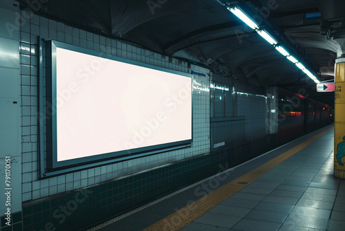 Billboard in old style subway, mock up area for promotion