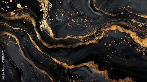 abstract black and gold marble ink texture luxury background design