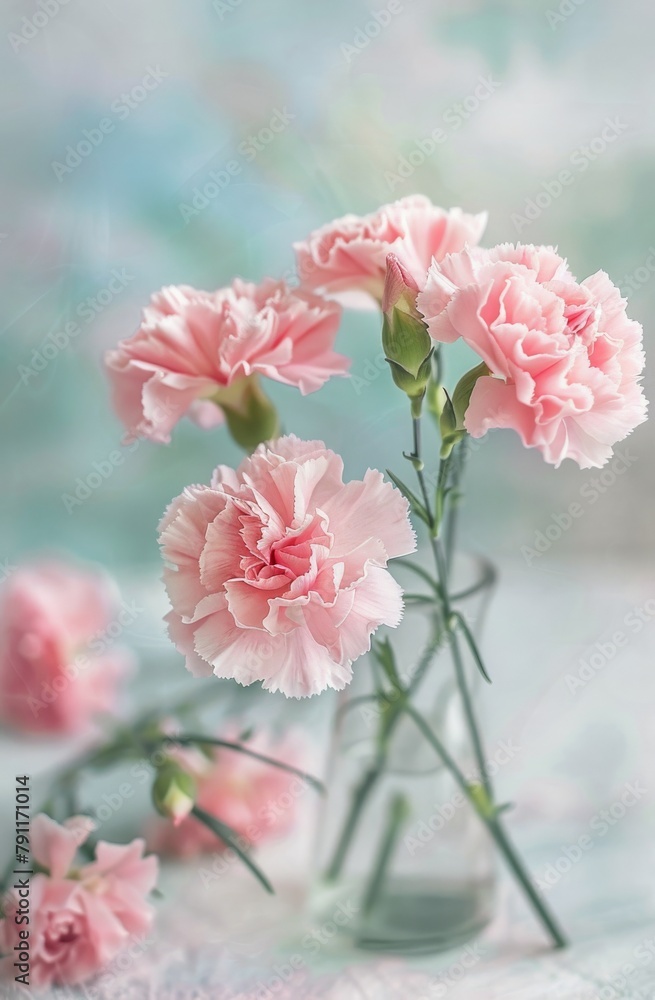 Pink Flowers in a Glass Vase on a Table Pink Flowers in a Glass Vase on a Table