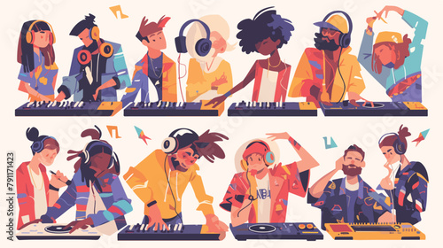 Collection of male and female DJ s isolated on whit