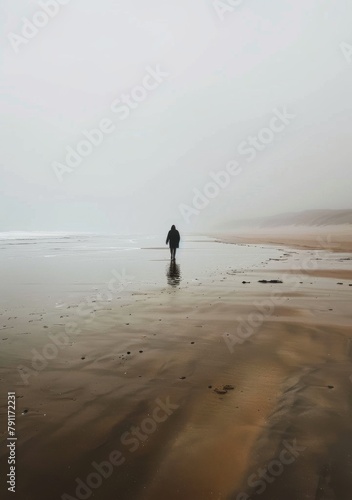 Person Standing in Water on Beach