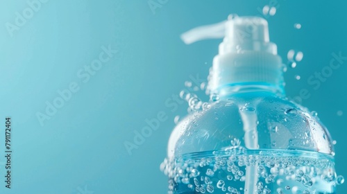 Closeup of a hand sanitizer bottle with the words kills 99.9% of germs written on it emphasizing the effectiveness of hand hygiene in preventing the spread of illnesses especially . photo