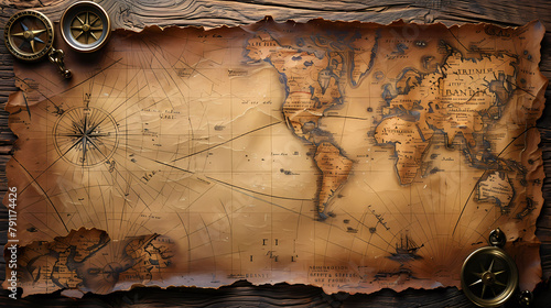 Fototapeta Naklejka Na Ścianę i Meble -  World Map Abstract Art - Watercolor Vintage Globe Earth Landmass Painting