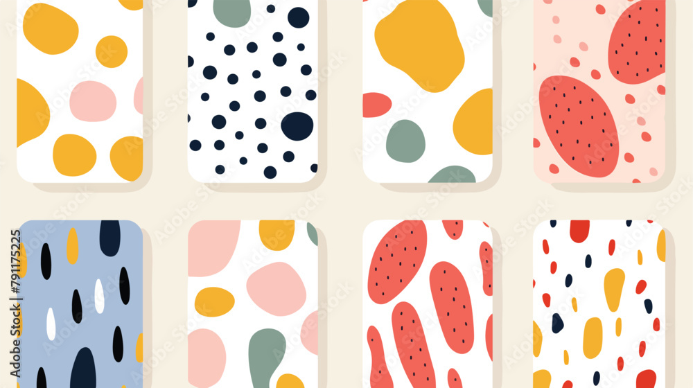 Collection of modern abstract seamless patterns wit