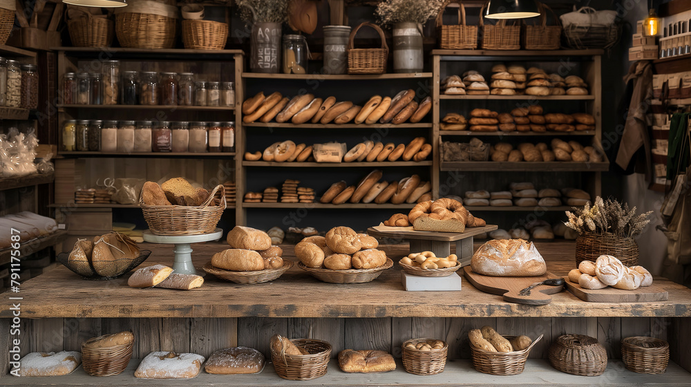 Bread Extravaganza: Abstract Background Illustrating Array of Bread Options in Bakery Shop