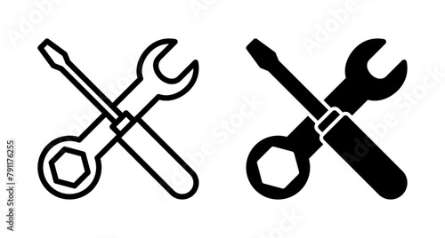 Repair icon vector isolated on white background. Wrench and screwdriver icon. settings vector icon. Maintenance. tools