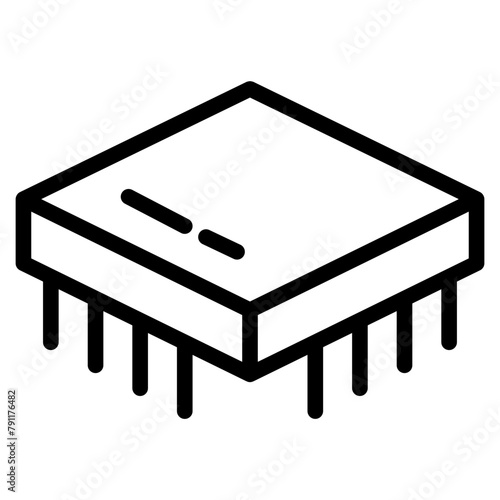 Computer chip circuit board line icon for apps and websites