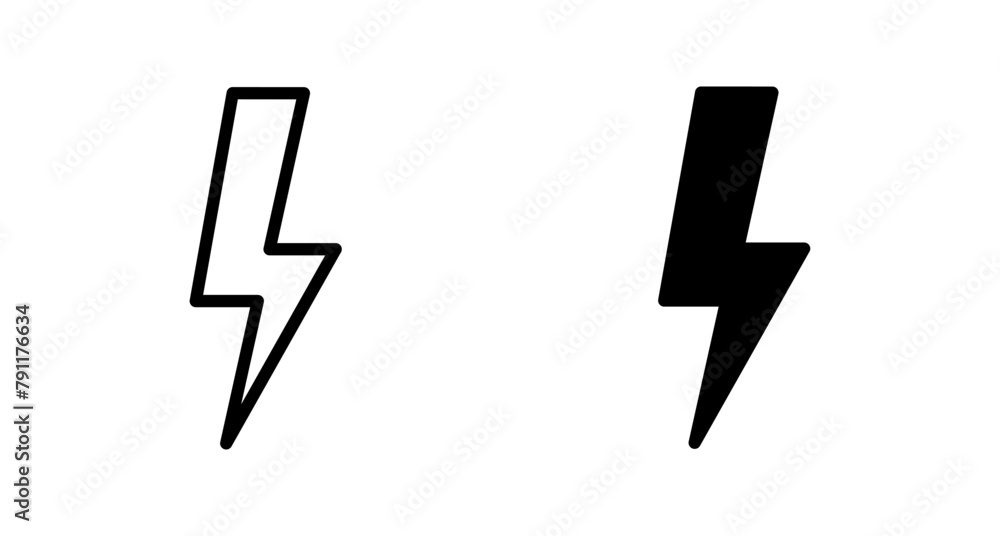 Lightning icon vector isolated on white background. Bolt icon vector. Energy and thunder electric icon Lightning icon vector isolated on white background. Bolt icon vector. Energy and thunder electric icon