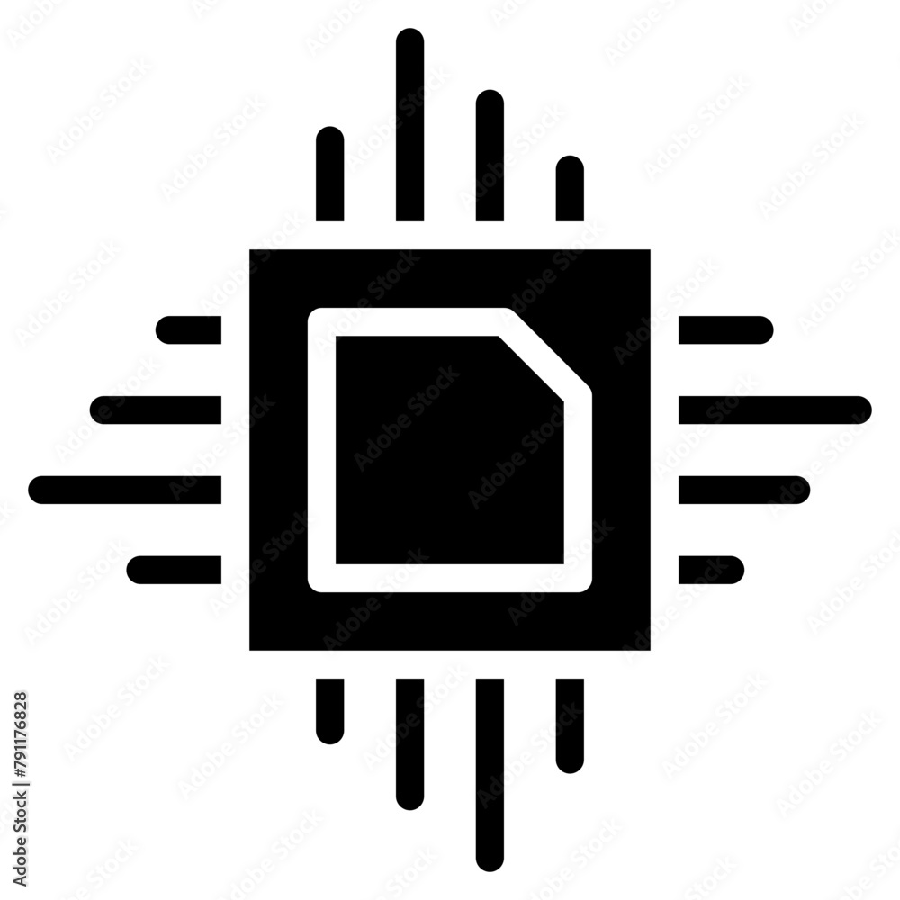 Computer chip circuit board glyph icon for apps and websites Computer chip circuit board glyph icon for apps and websites