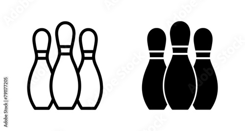 Bowling game Pin Icon vector isolated on white background. Bowling icon, ball and pin