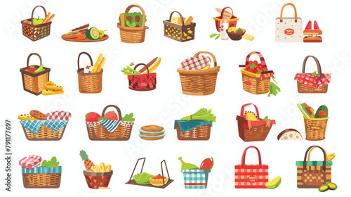 Collection of picnic baskets full of delicious meal