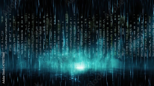 binary code rain falling against a digital backdrop  data transfer