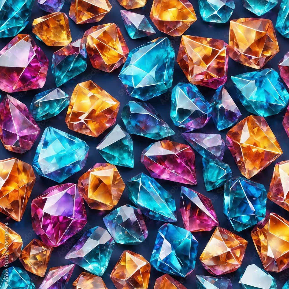 Crystals and Gems Seamless Pattern Crystals and Gems Seamless Pattern