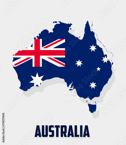Australia map with australia flag