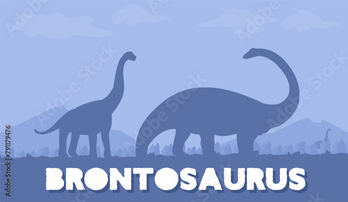 brontosaurus against a blue sky background