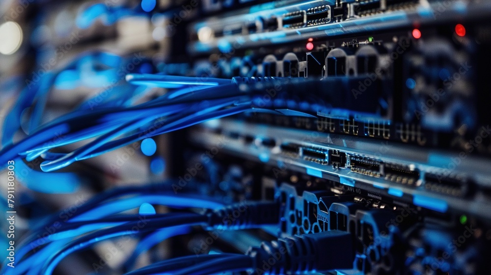 Ethernet Cables Connected to Router Ports with Blinking Lights Ethernet Cables Connected to Router Ports with Blinking Lights