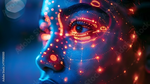 Enhancing Security and Convenience in the Digital Age with Facial Recognition and Fingerprint Scanning. Concept Digital Security, Facial Recognition, Fingerprint Scanning, Data Protection © Ян Заболотний