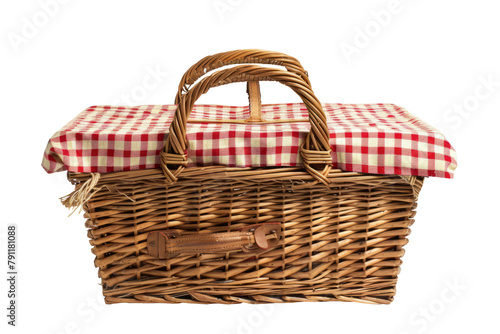 Picnic Basket with Red Checkered Cloth