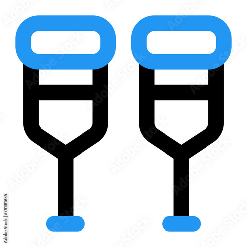 crutches line color icon