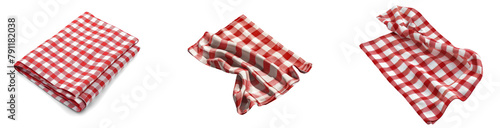 Red Checkered Tablecloth Isolated set