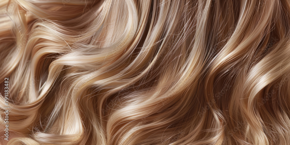 Banner for a hair salon featuring glossy, wavy, beautiful blonde hair on a young woman with long, healthy hair. Banner for a hair salon featuring glossy, wavy, beautiful blonde hair on a young woman with long, healthy hair.
