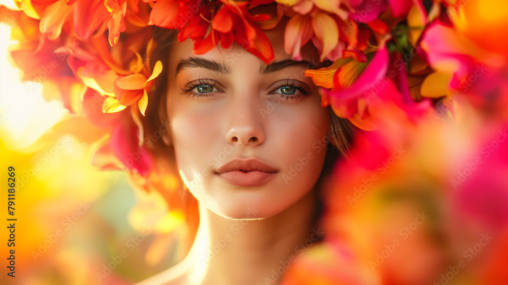 beauty woman in flowers