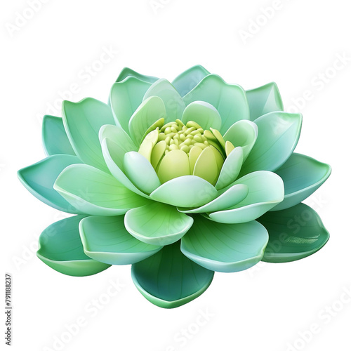 Beautiful Jade Lotus Flower Isolated On White Background