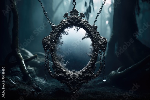 Cursed Mirror: Shoot jewelry with a mirror that reflects a cursed or ghostly image. photo