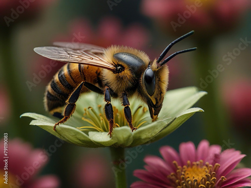 Bees collecting pollen and nectar on flowers, World bee day concept © Tatiana Sidorova