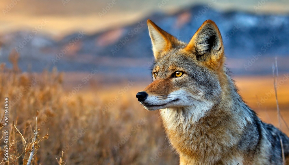 An alert Coyote (Canis latrans) at the Rocky Mountain Arsenal National Wildlife Refuge near Denver An alert Coyote (Canis latrans) at the Rocky Mountain Arsenal National Wildlife Refuge near Denver