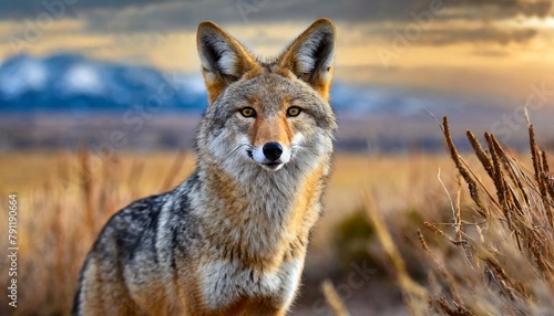 An alert Coyote (Canis latrans) at the Rocky Mountain Arsenal National Wildlife Refuge photo