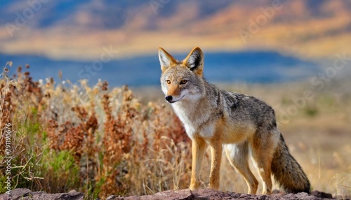 An alert Coyote (Canis latrans) at the Rocky Mountain Arsenal National Wildlife Refuge