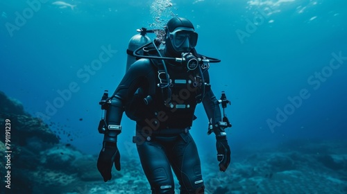 An exoskeleton suit designed for underwater use allowing divers to stay submerged for longer periods of time and move with greater ease. .
