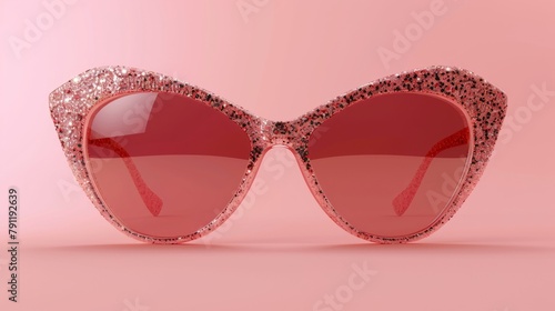 Blank mockup of oversized cateye sunglasses with a glittery frame . photo
