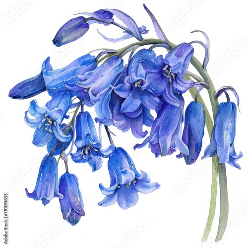 A watercolor painting of bluebells. photo
