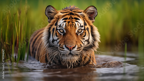 Siberian tiger in the water