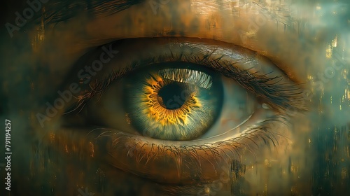 Close-Up of a Human Eye with Dramatic Lighting photo