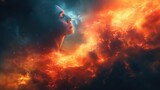 Mystical Woman Embodying Fire and Passion Concept Art