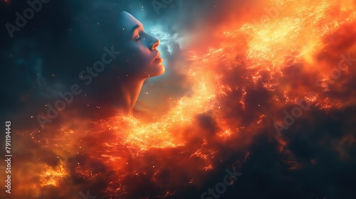 Mystical Woman Embodying Fire and Passion Concept Art © VGV