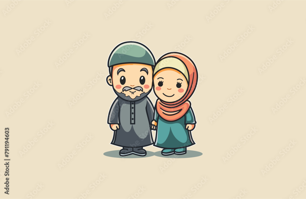 Cute Muslim women and men style logo design Cute Muslim women and men style logo design