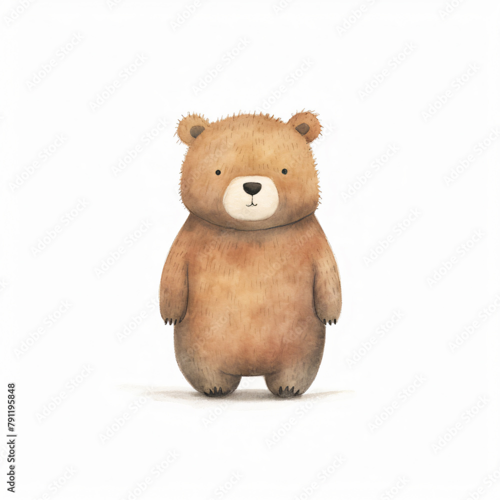 Fototapeta premium cute chubby brown teddy bear white background