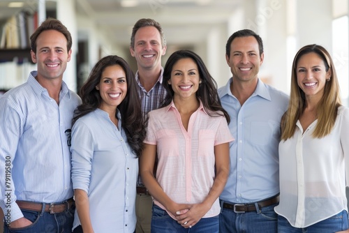 Portrait of happy business people standing in a row with arms crossed