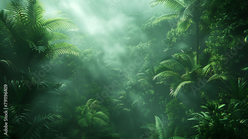 Mystical Rainforest Canopy with Sun Rays © DjelicN