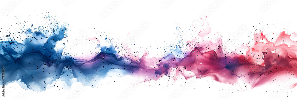Pastel pink and blue watercolor splotches on transparent background.