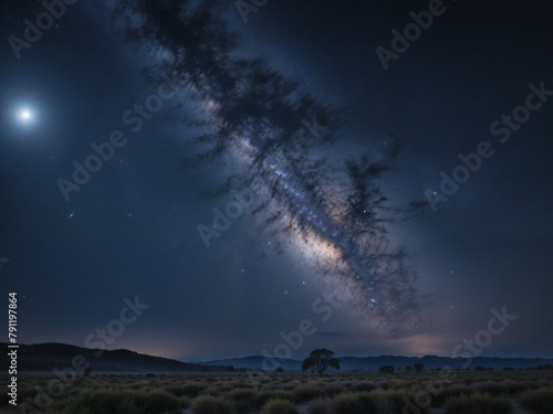 A breathtaking view of a starry night sky, with the Milky Way stretching across the horizon © figi
