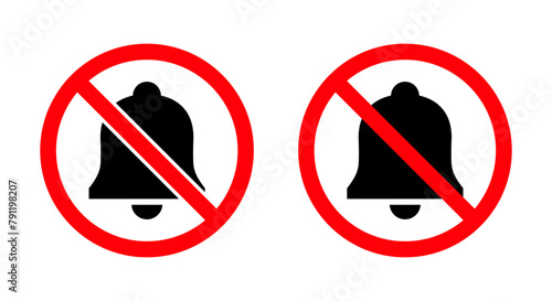 No bell sound sign icon. Stop or ban bells symbol