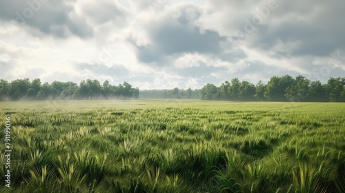 A wheat field covered in green vegetation photo